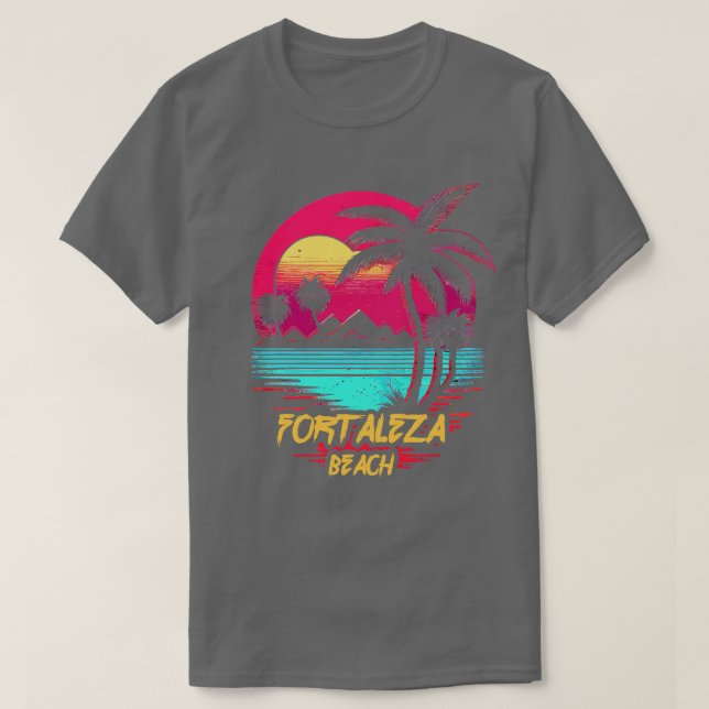 Retrowave Beach Fortaleza Beach T Shirt (Design framsida)