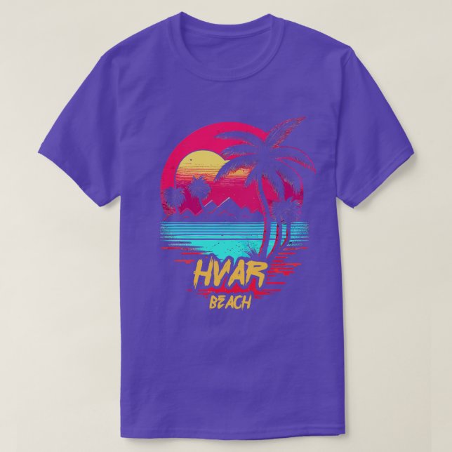 Retrowave Beach Hvar Beach T Shirt (Design framsida)
