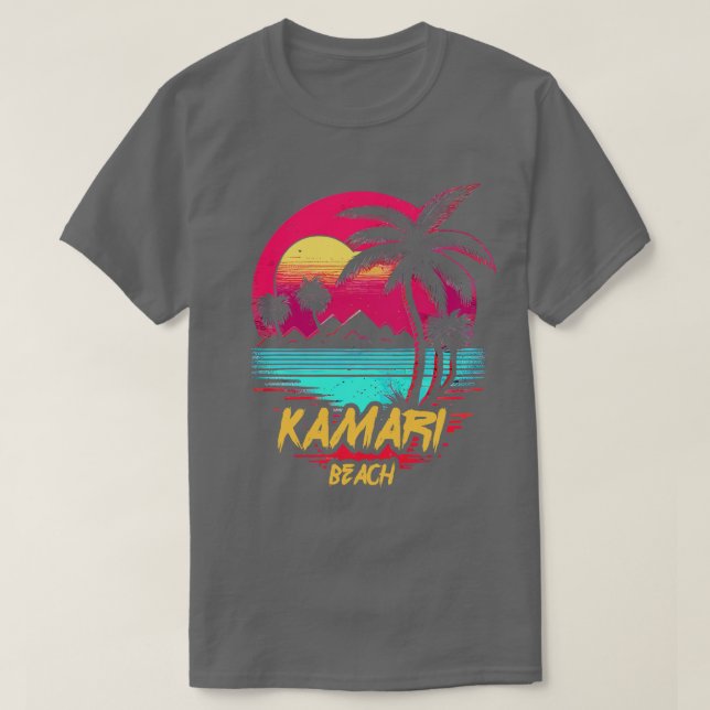 Retrowave Beach Kamari Beach T Shirt (Design framsida)