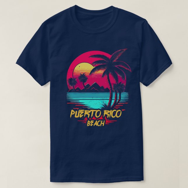 Retrowave Beach Puerto Rico Beach T Shirt (Design framsida)