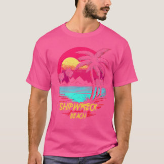 Retrowave Beach Shipwreck Beach T Shirt