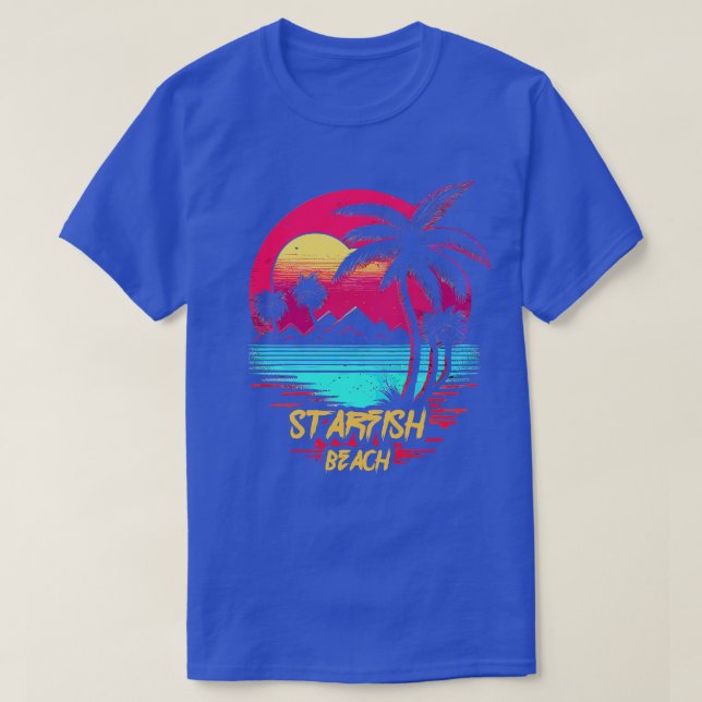 Retrowave Beach Starfish Beach T Shirt (Design framsida)