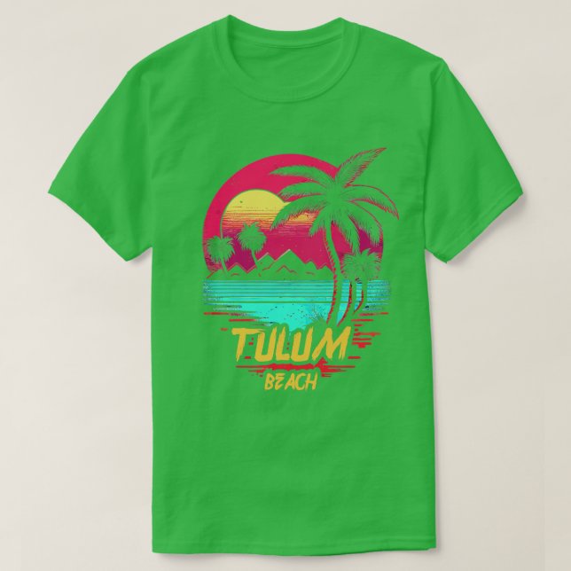 Retrowave Beach Tulum Beach T Shirt (Design framsida)