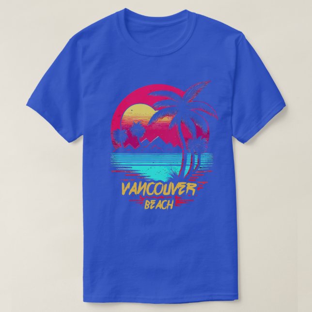 Retrowave Beach Vancouver Island Beach T Shirt (Design framsida)