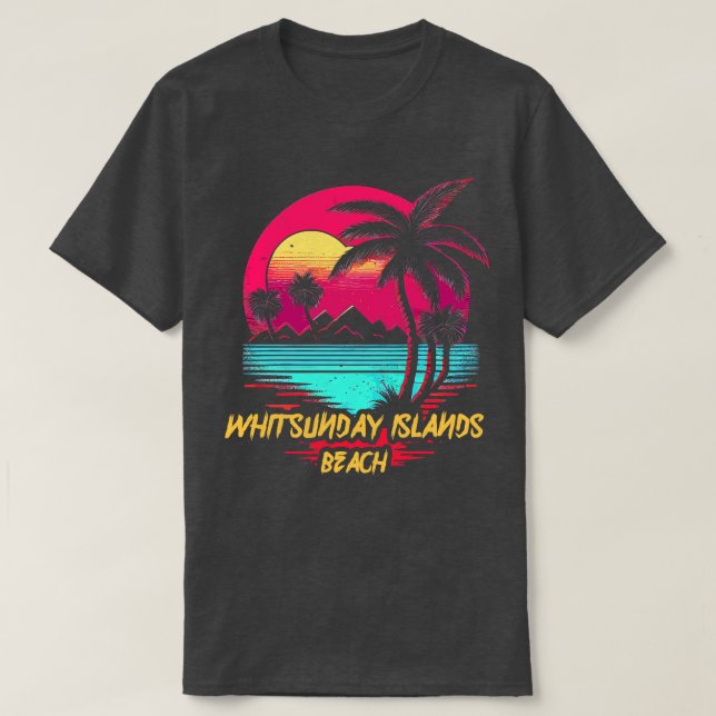Retrowave Beach Whitsunday Islands Beach T Shirt (Design framsida)