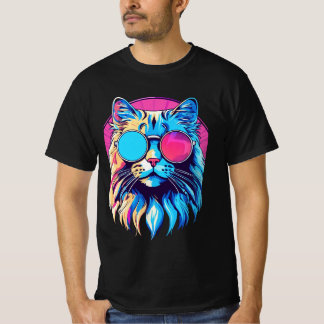 Retrowave Coola Cat: Embrace Neon Vibes T Shirt