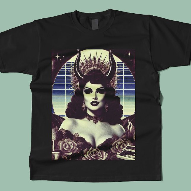 Retrowave Devilish Woman T Shirt (Skapare uppladdad)