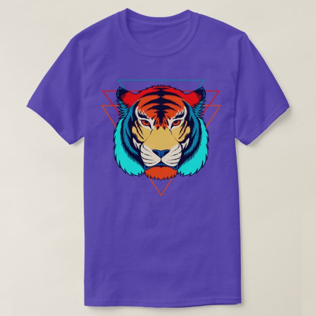 Retrowave för Tiger Head T Shirt (Design framsida)