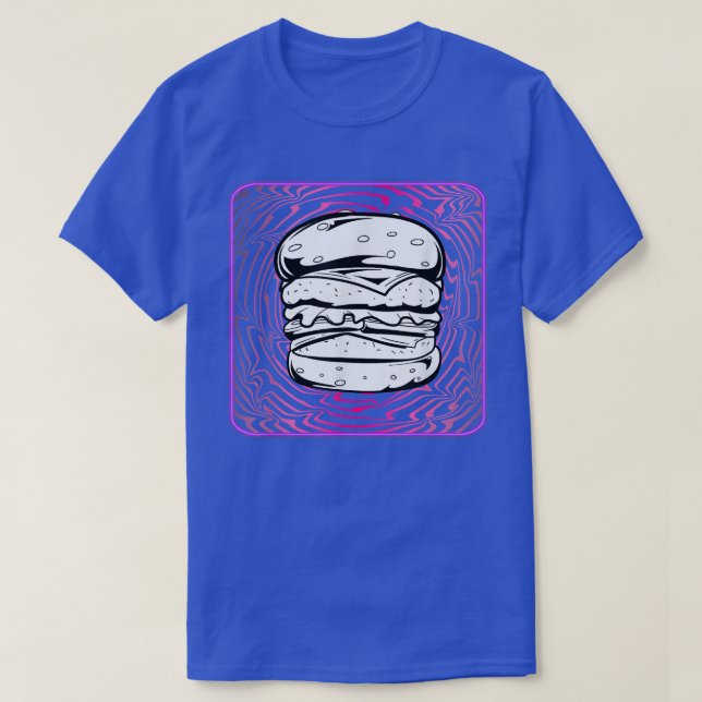 Retrowave Hamburger Cheeseburger T Shirt (Design framsida)