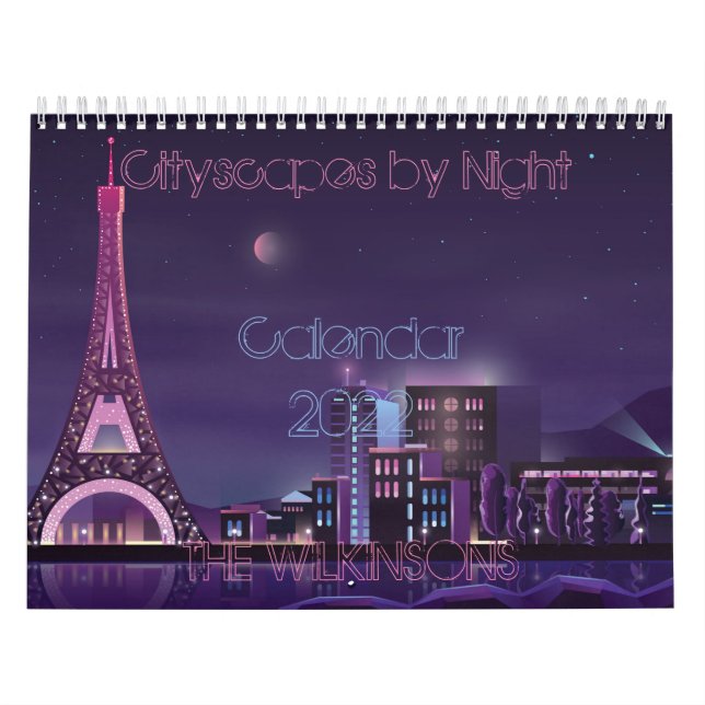 Retrowave Synthwave Cityscapes senast natten 2022 Kalender (Omslag)