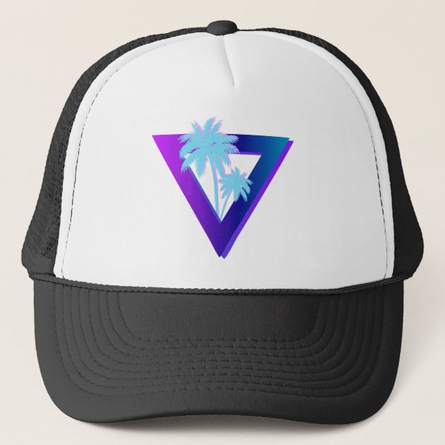 RETROWAVE SYNTHWAVE HANDFLATAN TRÄD TRIANGLE HAT KEPS (Framsida)