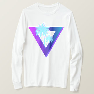 RETROWAVE SYNTHWAVE PALMTRÄD TRIANGEL LÅNGÄRM T SHIRT