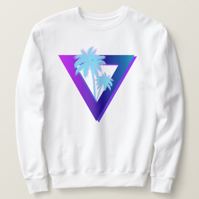 RETROWAVE SYNTHWAVE PALMTRÄD TRIANGEL SWEATSHIRT (Design framsida)