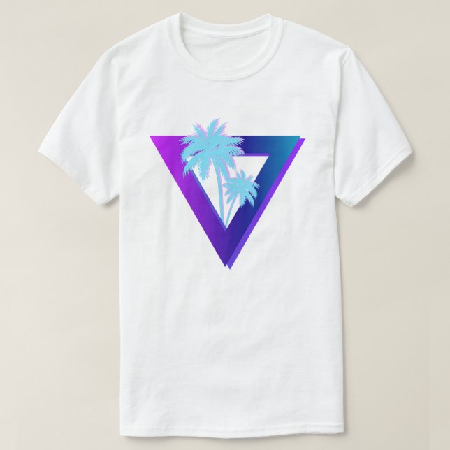 RETROWAVE SYNTHWAVE PALMTRÄD TRIANGEL TRÖJA (Design framsida)