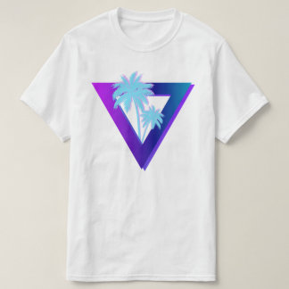 RETROWAVE SYNTHWAVE PALMTRE BEVÄXT TRIANGEL KOLLA T SHIRT