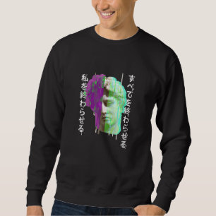 Retrowave synthwave vaporwave Glitch greek staty Lång Ärmad Tröja