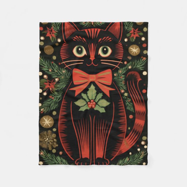 RetroXmasCat Fleecefilt (Framsidan)