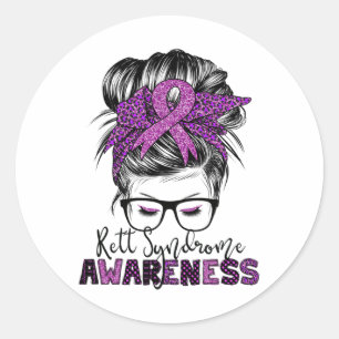 Rett Syndrome Awareness Messy Bun Hair Women Runt Klistermärke