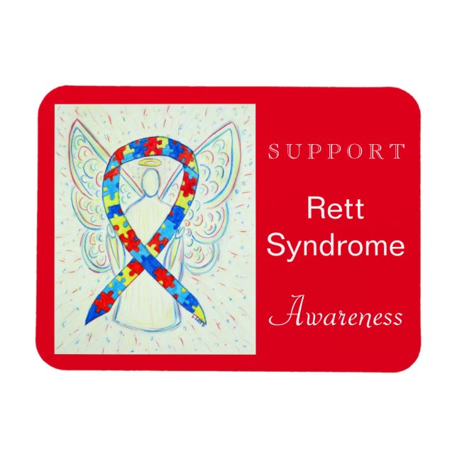 Rett Syndrome Awareness Ribbon Angel Magnet (Horisontell)