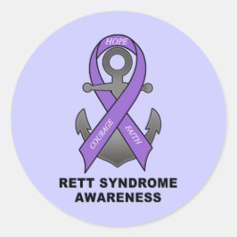 Rett Syndrome Awareness with Anchor of Hope Runt Klistermärke