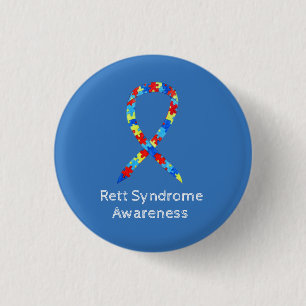 Rett Syndrome Puzzle Awareness Ribbon Anpassningsb Knapp