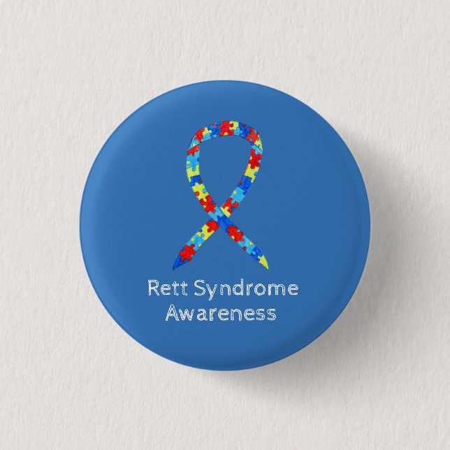 Rett Syndrome Puzzle Awareness Ribbon Anpassningsb Knapp (Framsida)