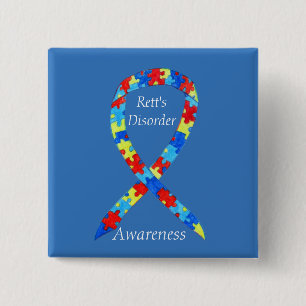 Rett's Disorder Puzzle Awareness Ribbon Anpassning Knapp