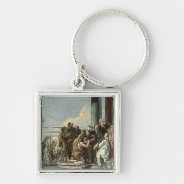 Retur av den Prodigal sonen, 1780 Fyrkantig Silverfärgad Nyckelring (Framsidan)