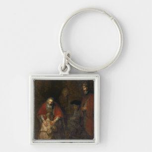 Retur av den Prodigal sonen, c.1668-69 Fyrkantig Silverfärgad Nyckelring