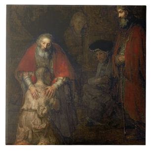 Retur av den Prodigal sonen, c.1668-69 Kakelplatta