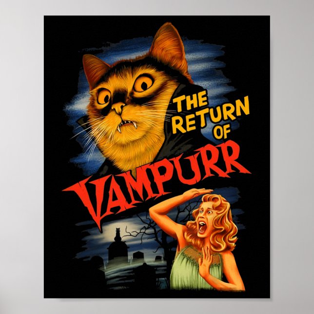 Retur av Vampurr Funny Cat Poster (Framsidan)