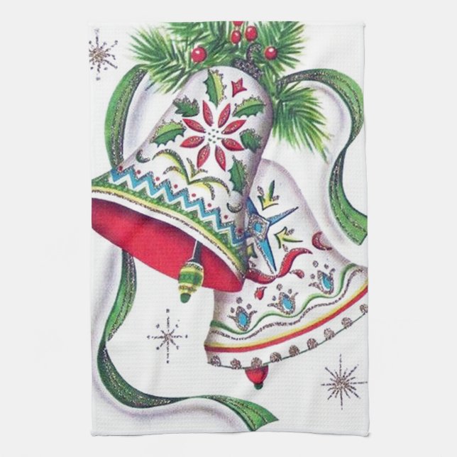 Retur klockor kökshandduk för jultomgång (Vertikal)