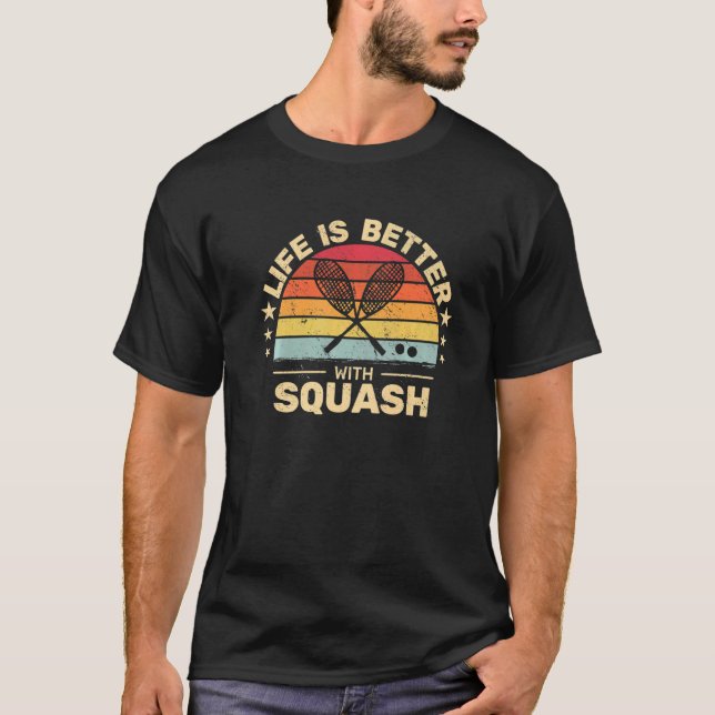 Retur med kvadratisk ruta för Squash Player T Shirt (Framsida)