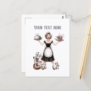 Retur vintage dam lägga till text vykort