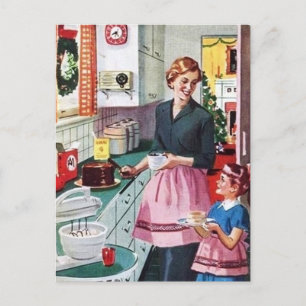 Retur vintage Mor Dotter ättikaka Vykort