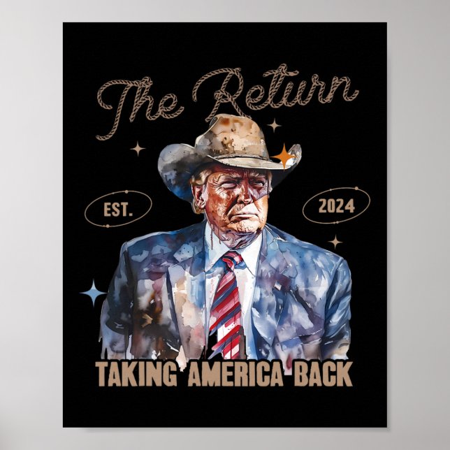 Retur Western Cowboytrump 2024 Ta America Ba Poster (Framsidan)