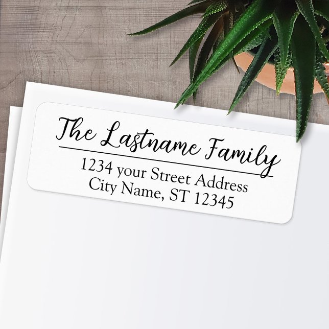Returadress Anpassningsbar Family Namn Everglow-sk Returadress Etikett (Personalized Return Address Labels - Fun, modern fonts)