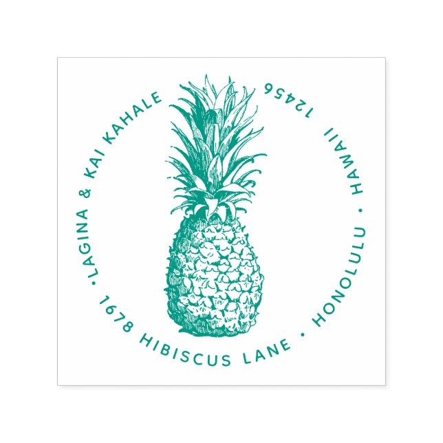 Returadress av ananas frukt Hawaii Botaniska Självfärgande Stämpel (Design)