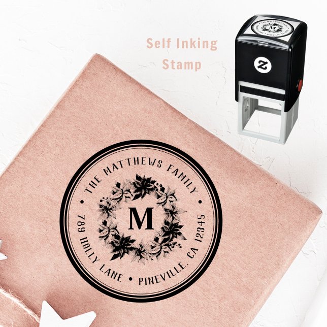 Returadress av andedräkt från lantgården Poinsetti Självfärgande Stämpel (Skapare uppladdad)