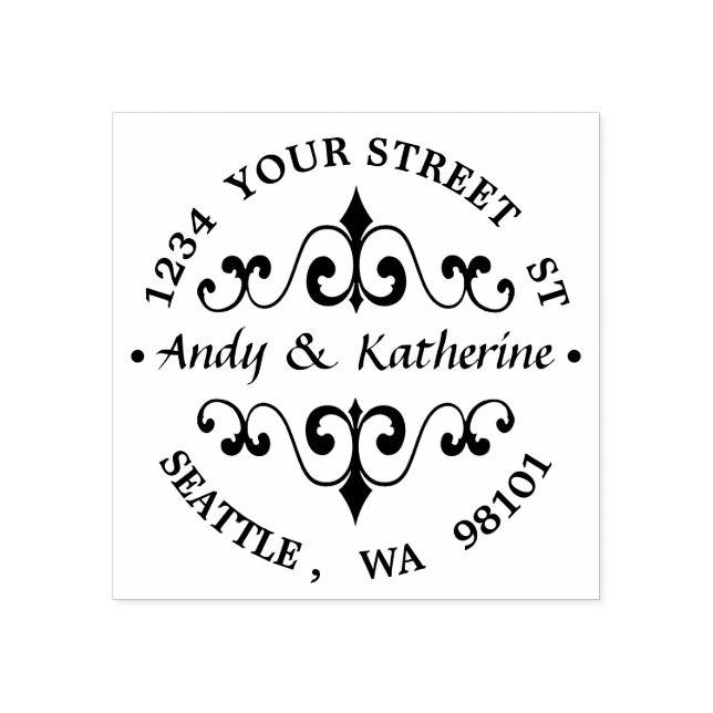 Returadress av antika Rullor Stämpel (Tryck)