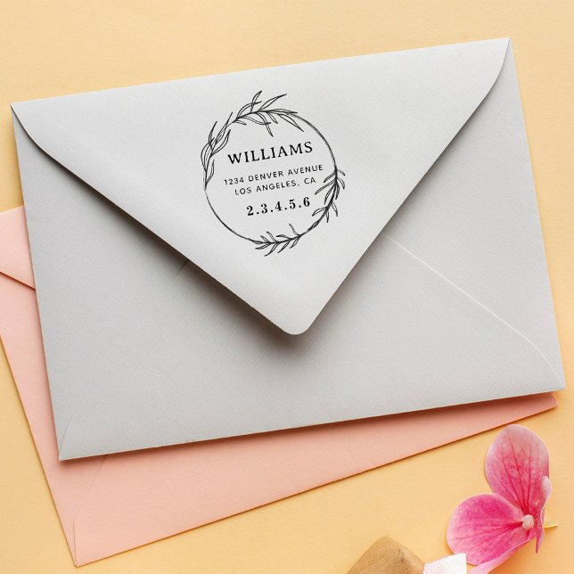 Returadress av botaniskt andedräkt Bold Anpassning Självfärgande Stämpel (Skapare uppladdad)