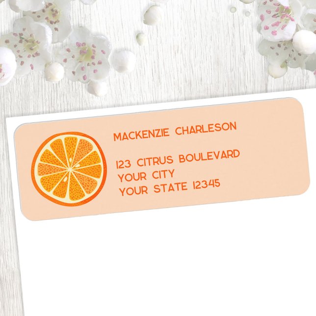 Returadress av Citrus Oranges Roligt Etikett (Skapare uppladdad)