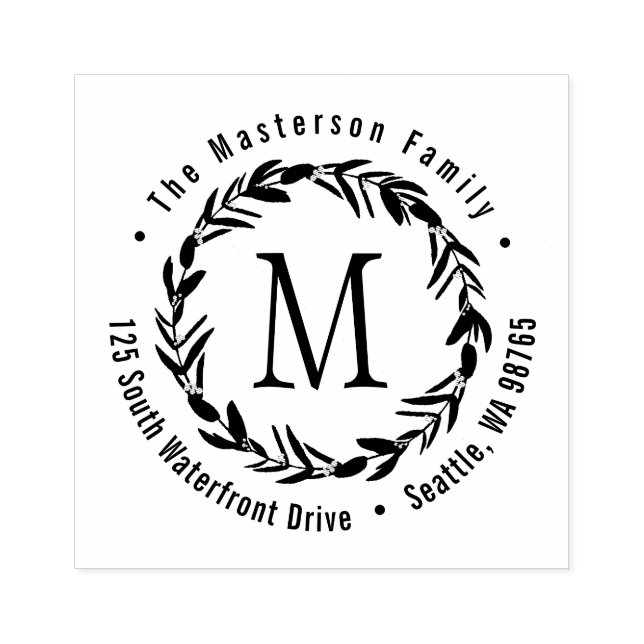 Returadress av Eucalyptus Wandean Monogram Family Stämpel (Tryck)