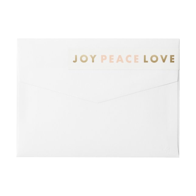 Returadress av fetstil Joy Peace Kärlek Helgdag Etikettband (Baksidan)