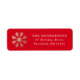 Returadress av Guld Snowflake Helgdag Card Returadress Etikett