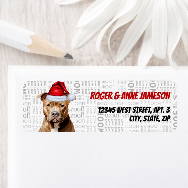 Returadress av julbrun Pitbull-Hund Etikett (Insitu)