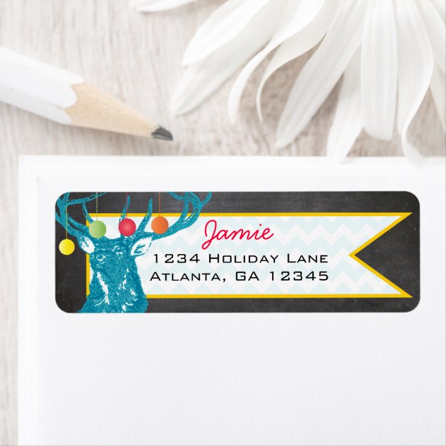 Returadress av julbuffert Hjort Chalkboard Returadress Etikett (Insitu)
