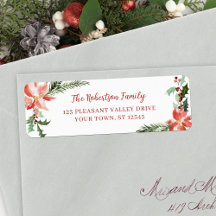 Returadress av julvattenfärg Poinsettia