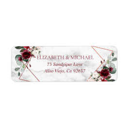 Returadress av koppargeometrisk burgundisk marmor etikett