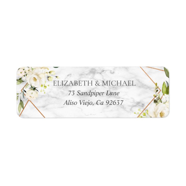 Returadress av kopparmarmor för geometrisk Blommig Returadress Etikett (Framsidan)